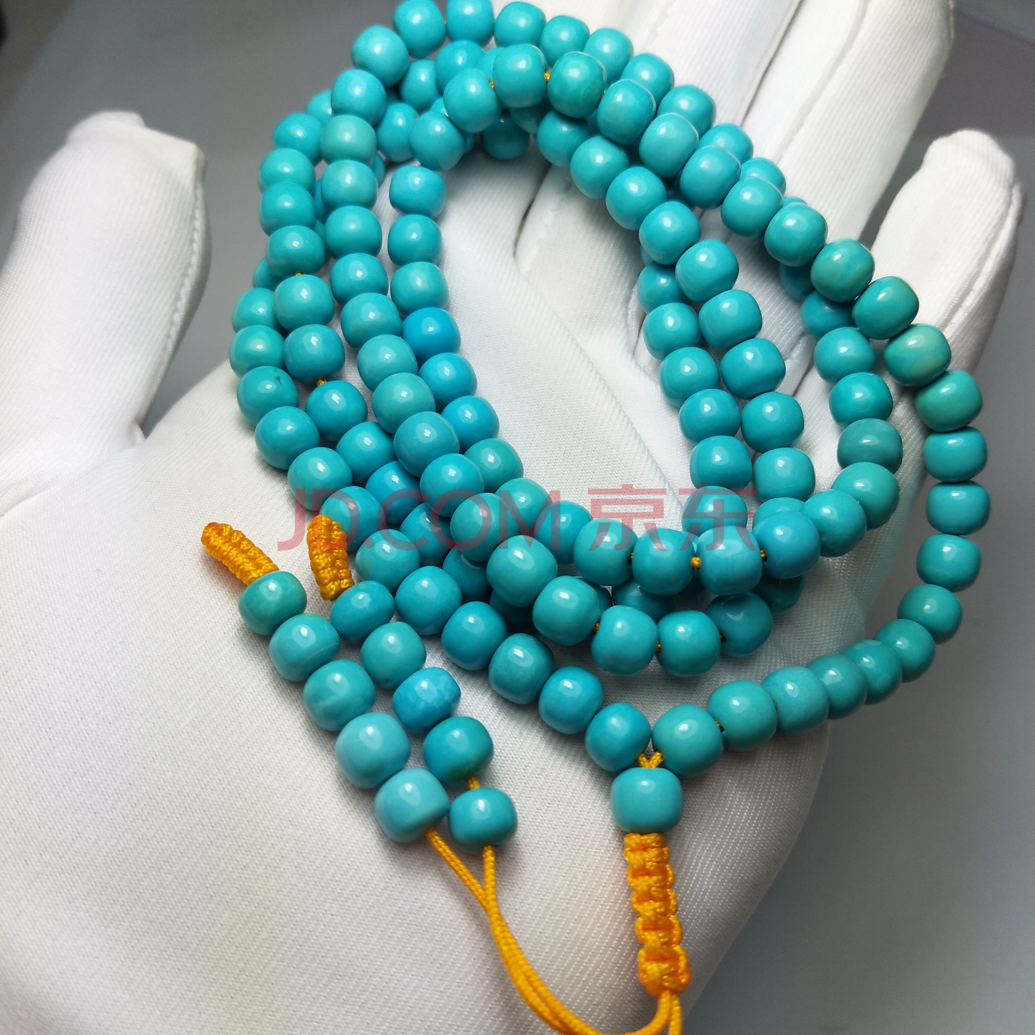 湖北竹山精品绿松石干净108串多圈手串项链带证书xyxz447