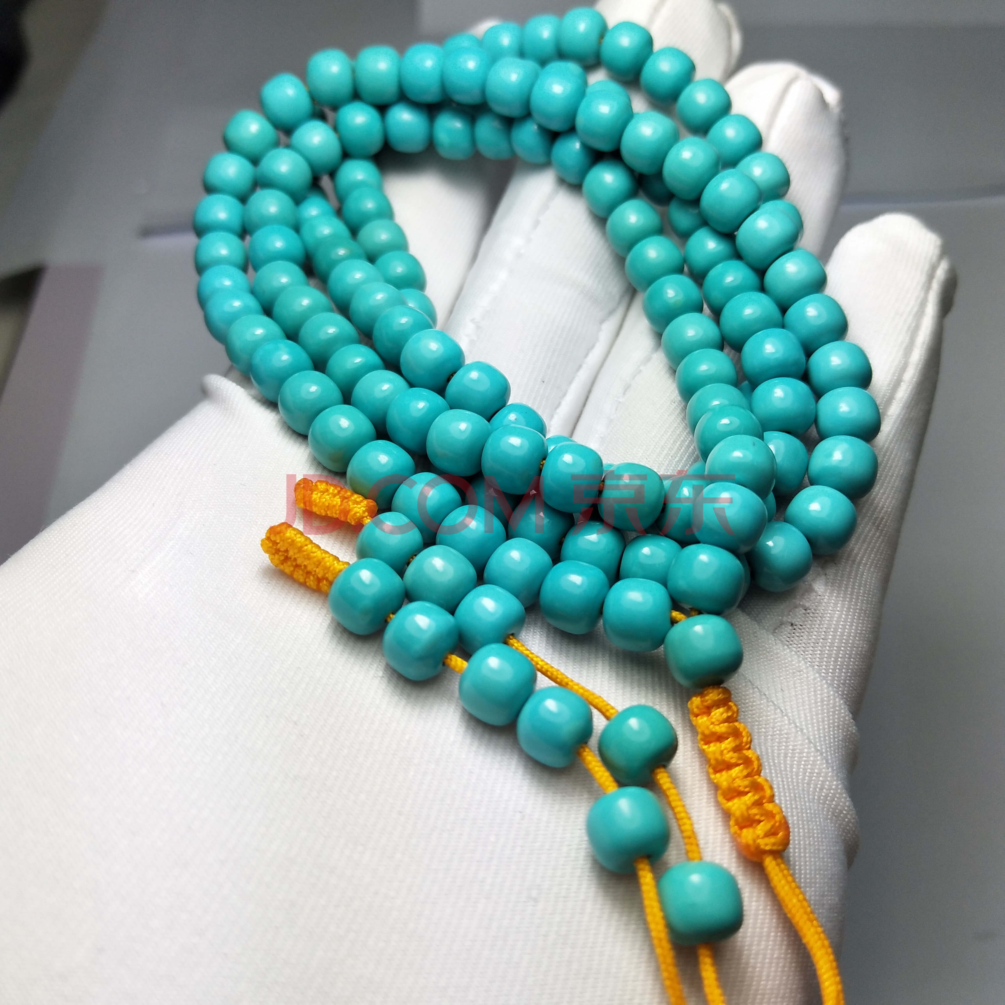 湖北竹山精品绿松石干净108串多圈手串项链带证书xyxz444