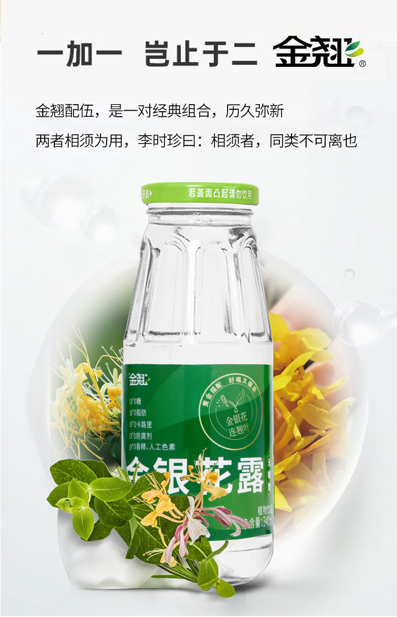 金银花露水饮 整箱成人儿童银花露o糖o脂降暑植物凉茶饮品 340mlx12瓶