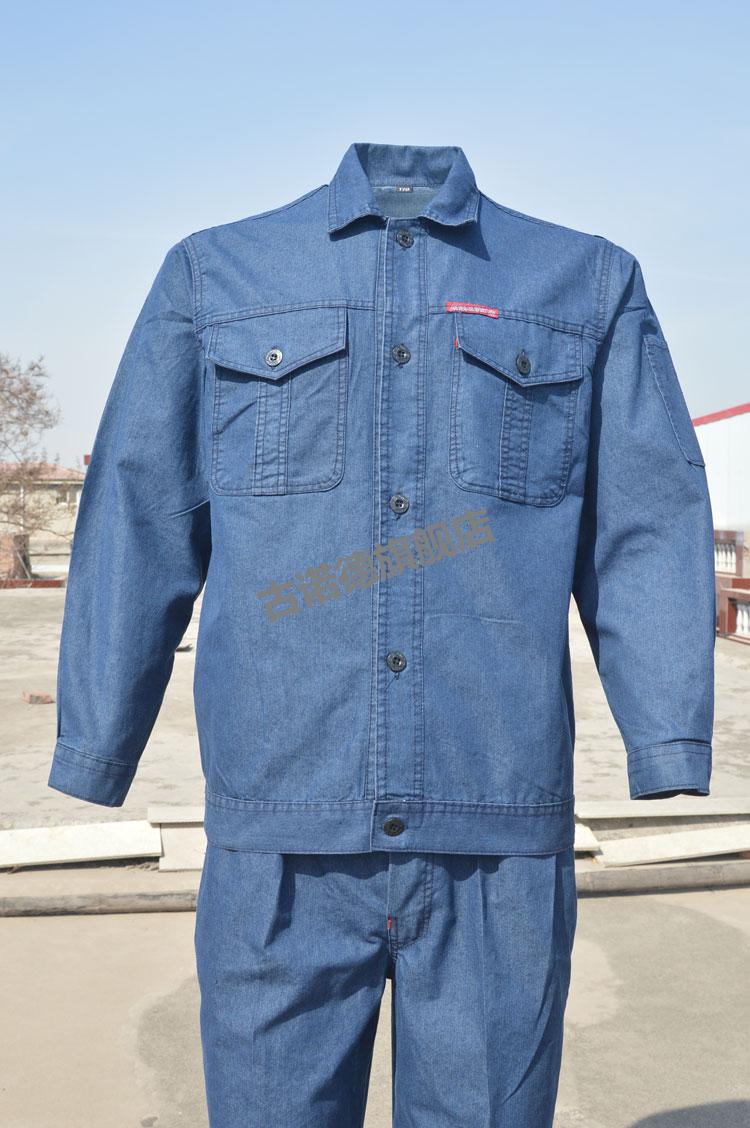 焊工工作服阻燃夏季薄款牛仔套装男劳保服工地劳动结实耐磨电工电焊服