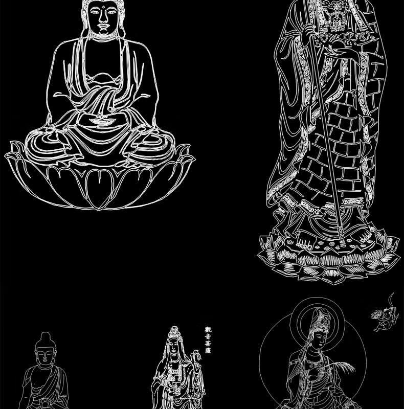 佛像观音和尚莲花宝座cad图库四大天王文殊普贤西游记人物【图片 价格