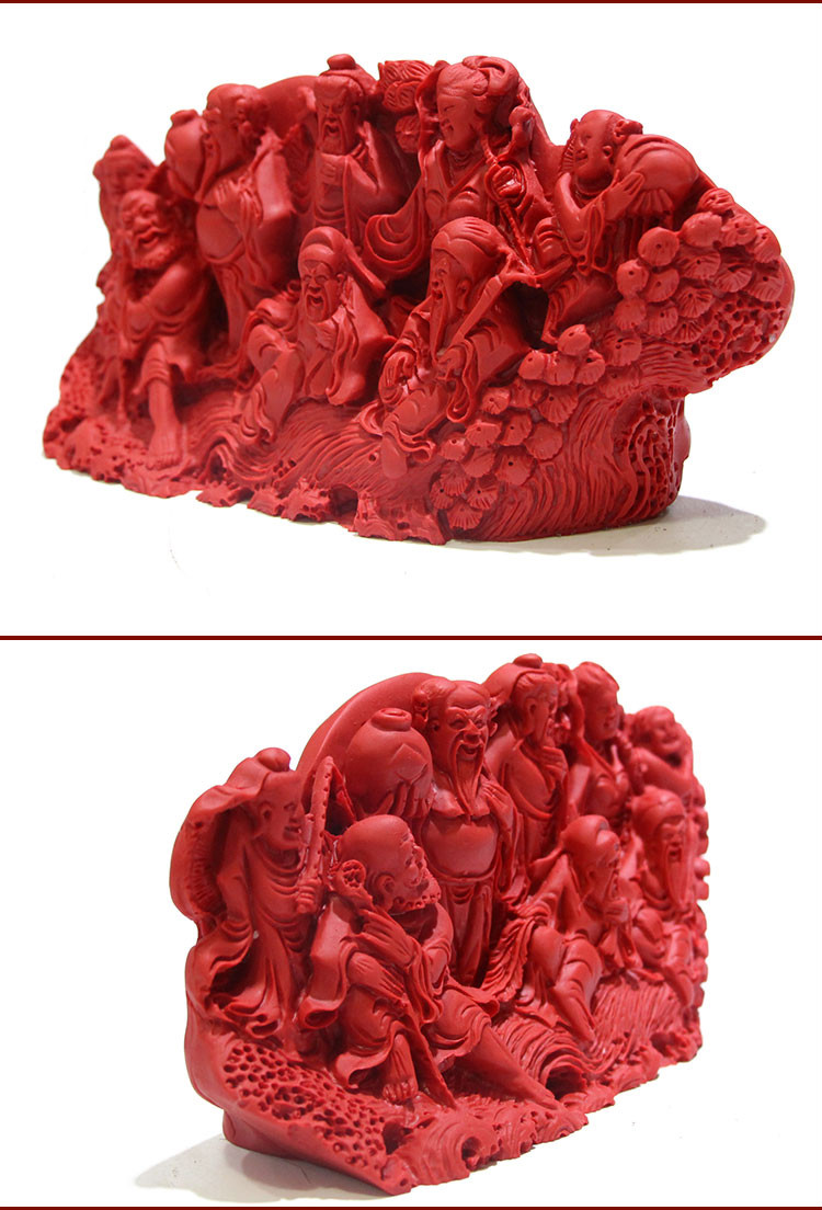 红色朱砂八仙过海摆件家居客厅办公室桌装饰品开业礼品