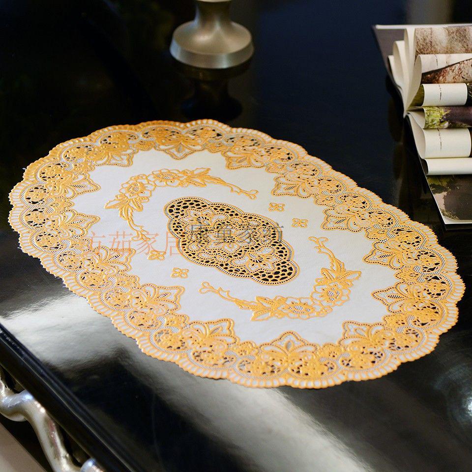 欧式简约烫金桌布防水防油防烫免洗长方形pvc塑料餐桌布茶几桌垫606金