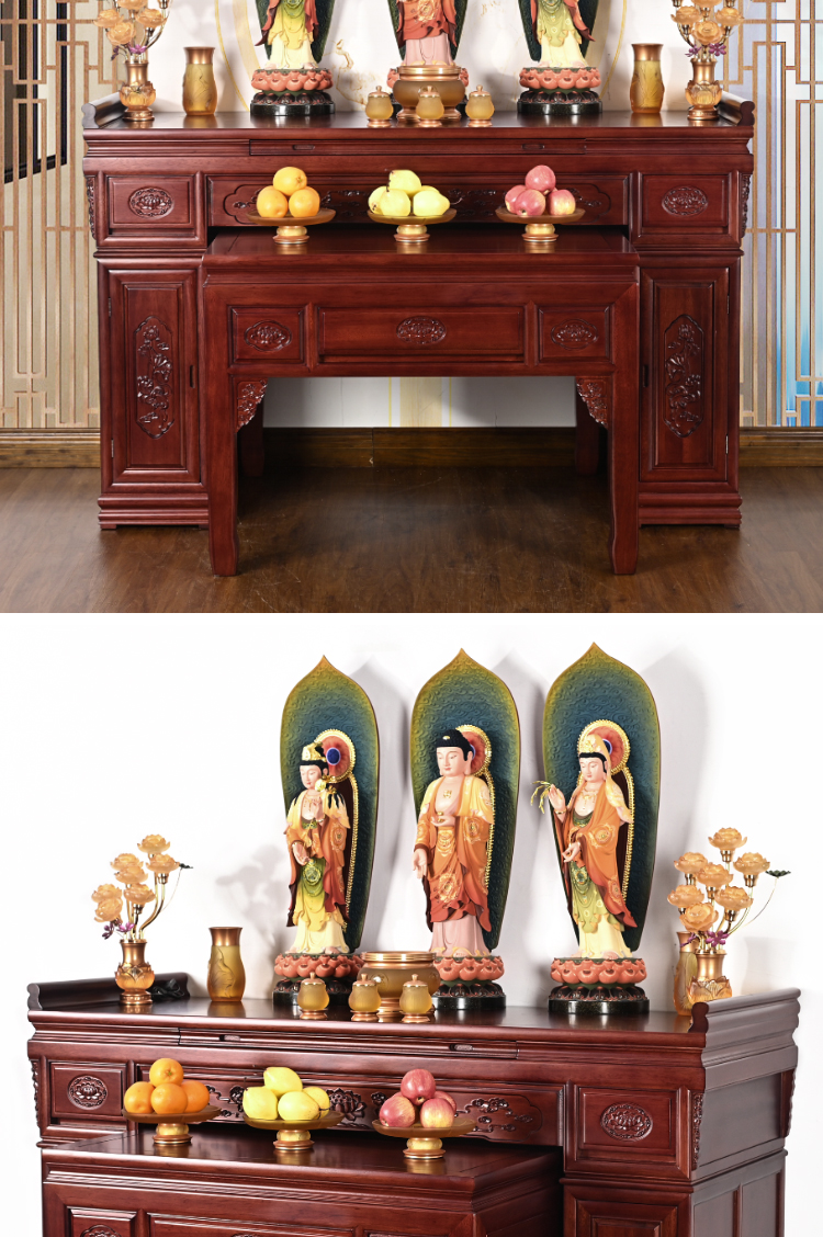 红檀木实木佛台供桌家用新中式简约现代供佛桌神台香案中堂供奉台本色