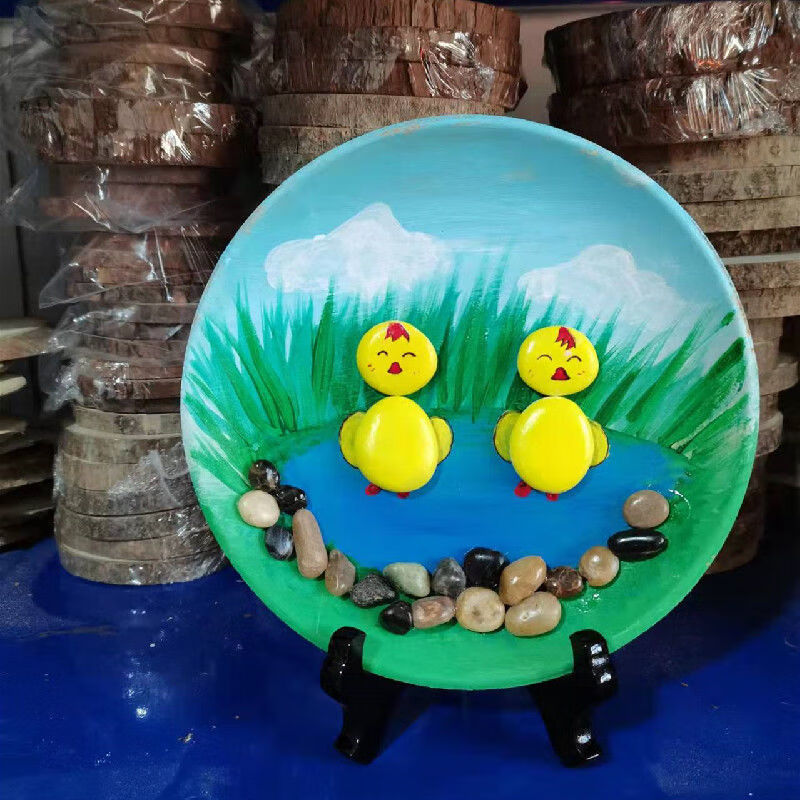 迷铭乐 石头画材料包 手绘石头拼画diy鹅卵石头画框幼儿园儿童学生