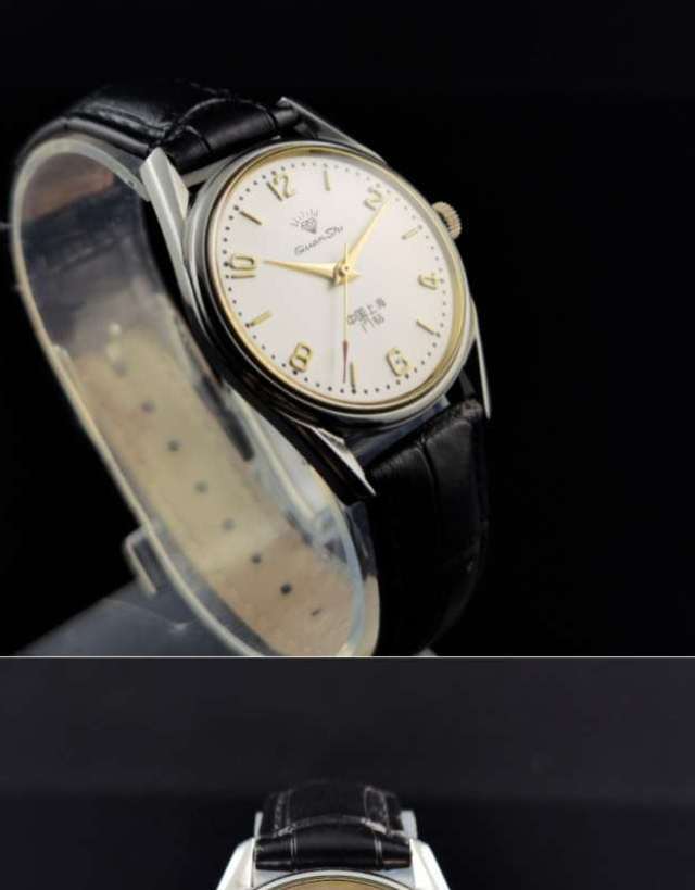 上海手表钻石牌机械表男士手动上发条库存17钻复古老表8120实心钢带