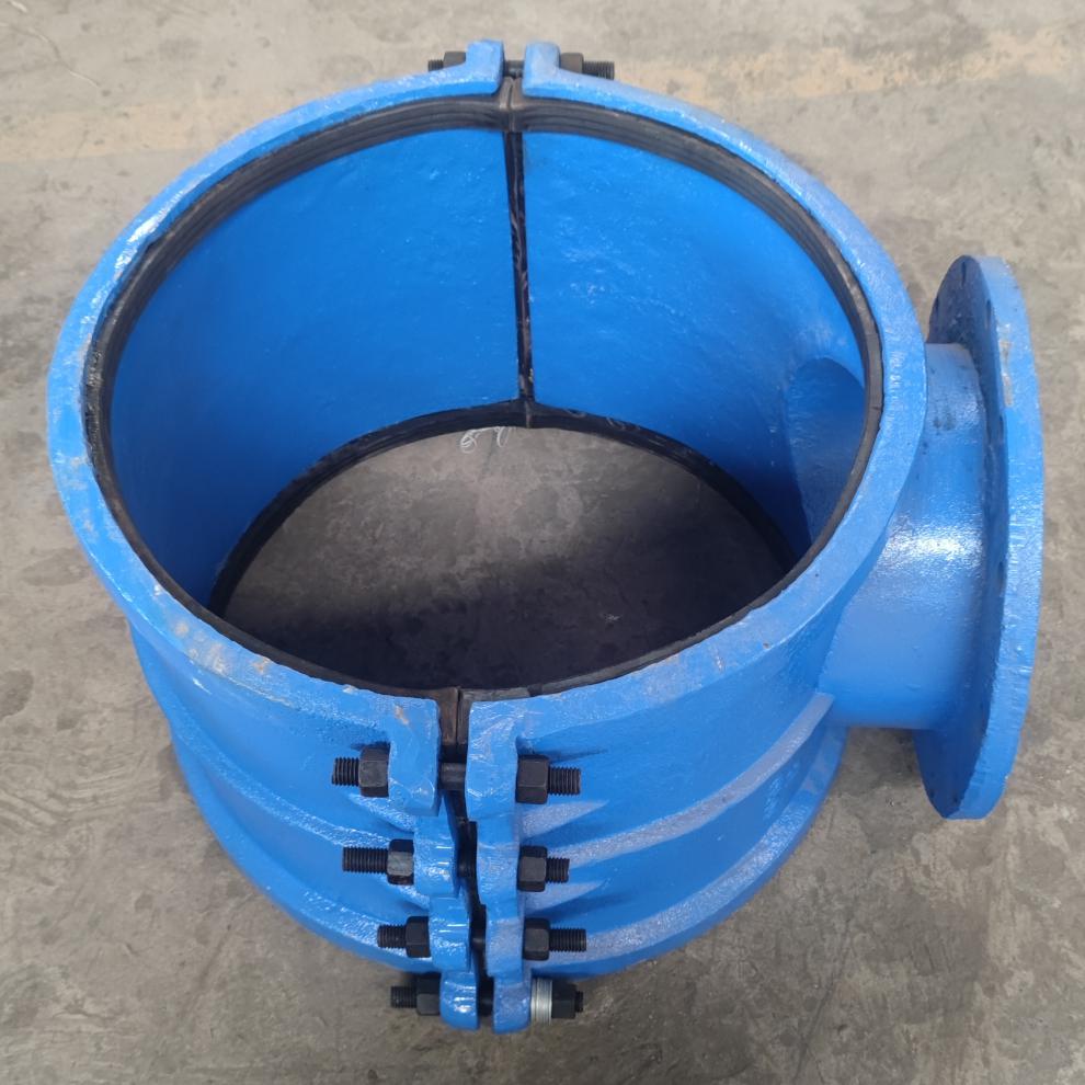 pe管专用哈夫节法兰分水三通铸铁管道开孔马鞍三通抢修器抱箍接头 p