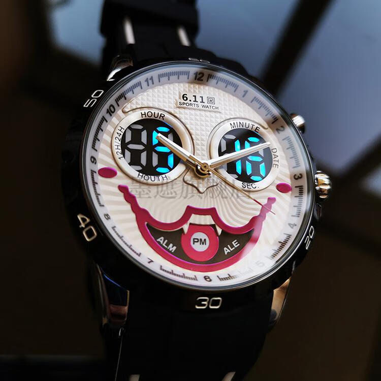 切金小丑俄罗斯小丑手表男联名切金时尚潮流学生电子led大表盘非机械