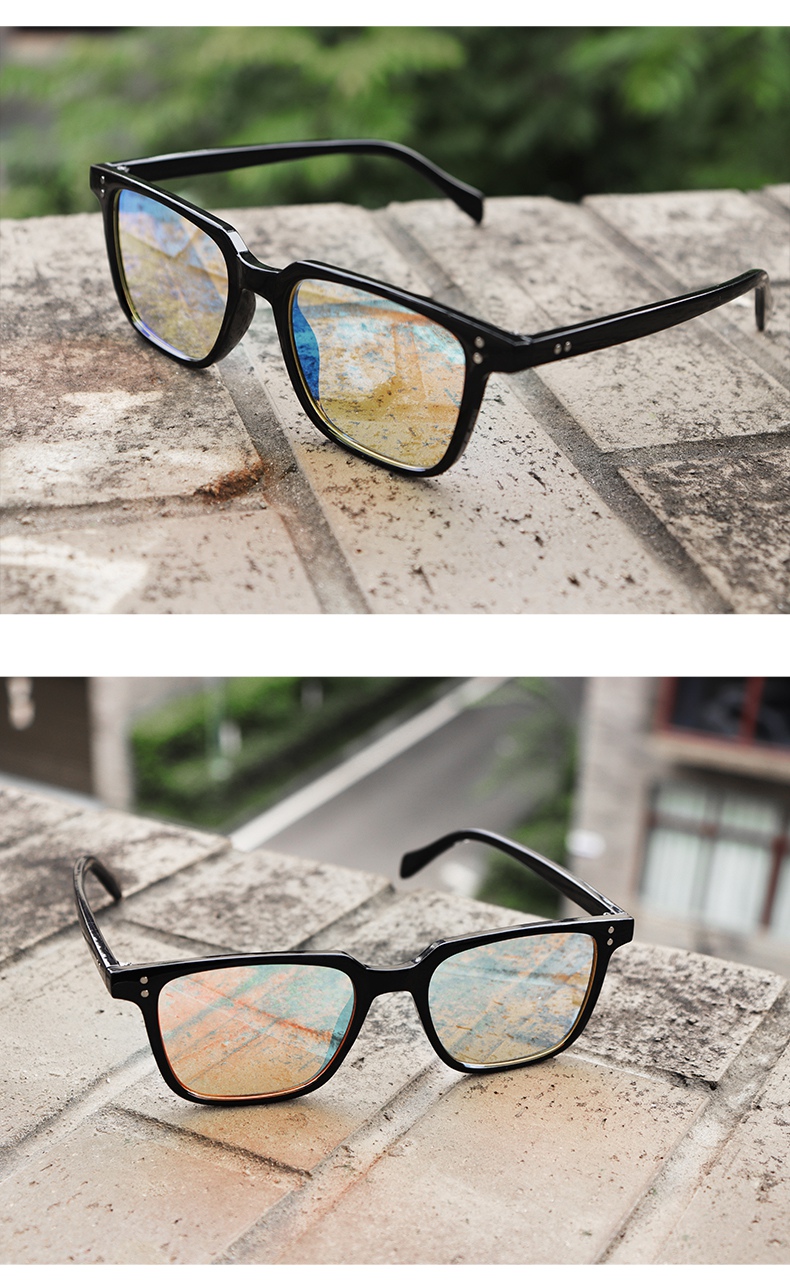 新品色盲眼镜新款红绿色盲色弱眼镜透明框架无色镜片辩色眼睛通用双面