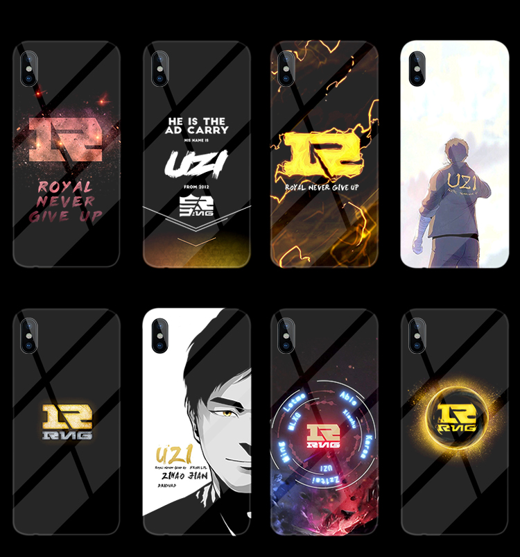 rng皇族uzi苹果8/7plus手机壳英雄联盟硬玻璃iphone6splus镜面5seoppo