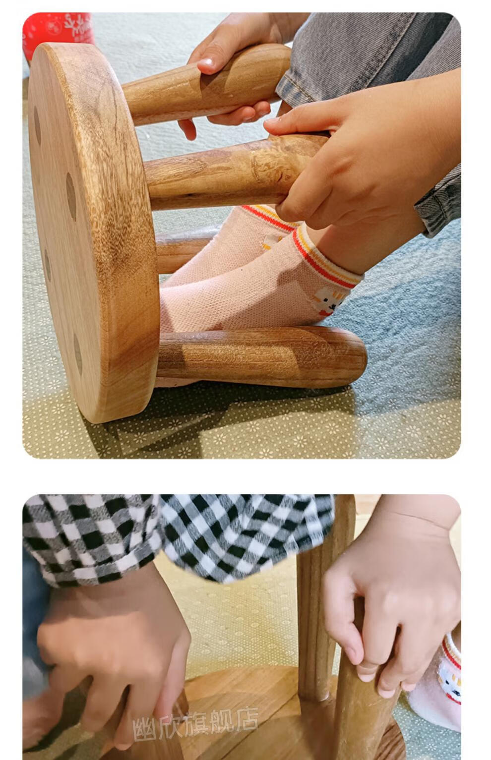 香樟木圆凳 香樟木小圆凳原木换鞋凳简约北欧小板凳家用实木休闲凳