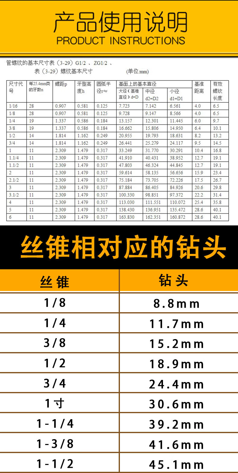 毅鹏英制管螺纹丝锥g 1/8 1/4 1/2 3/4 水管牙丝攻2分3分4分6分1寸2寸
