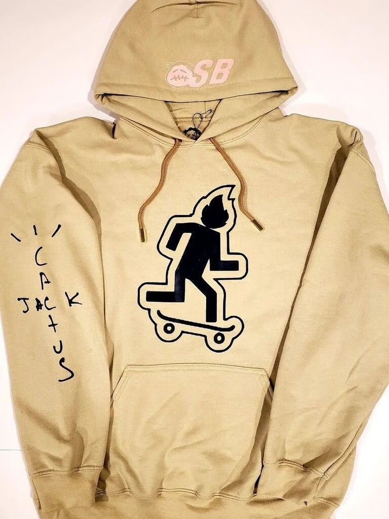 travis scott 嘻哈风hiphop卫衣情侣脏杏色小众字母涂鸦连帽上衣服 深