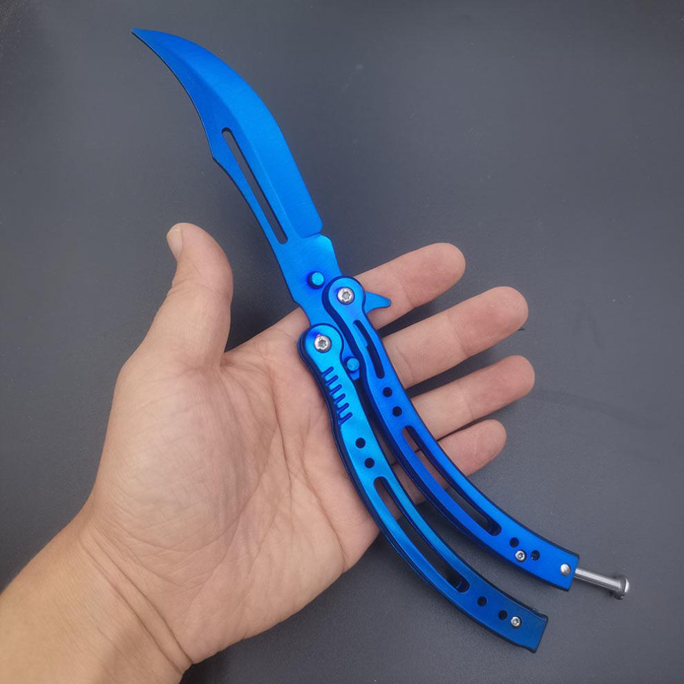 cs同款弯刀 csgo不开刃cs玩具帅气练习高颜值折叠刀军工csgo刀蝴蝶