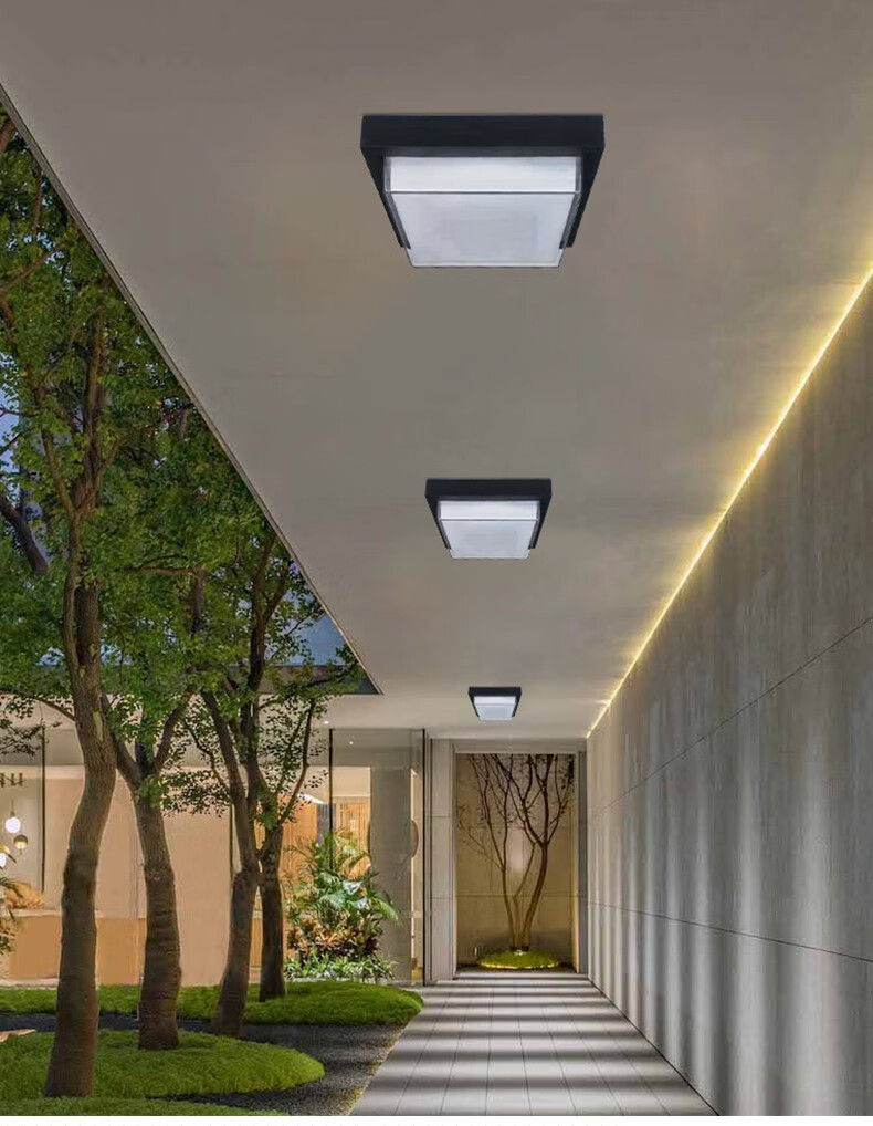 浦捷仕户外吸顶灯简约现代室外过道阳大门走廊感应灯防蚊虫玄关灯 圆