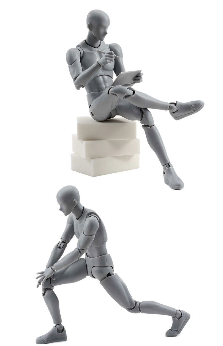 版shf素体可动人偶人体模型素描绘画画动漫摆件日本漫画20女款黑豪华