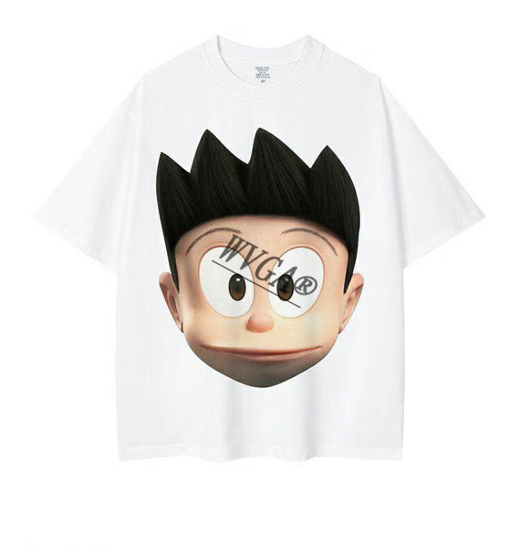 wvga胖虎卡通头像印花t恤静香小夫大熊休闲宽松个性搞笑情侣短袖男女