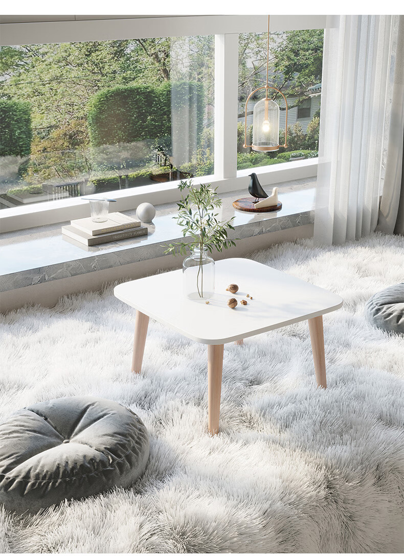 日式榻榻米实木小圆桌实木飘窗桌简约小桌子地毯炕几矮桌卧室床上迷你