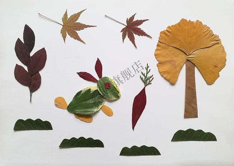 树叶子手工制作图片树叶粘贴画diy手工材料包幼儿园秋天真树叶贴画