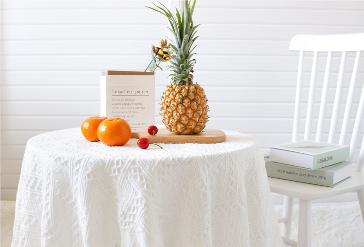 蕾丝白色桌布ins风茶几餐桌布艺北欧拍照法式复古针织圆桌甜品台桌布