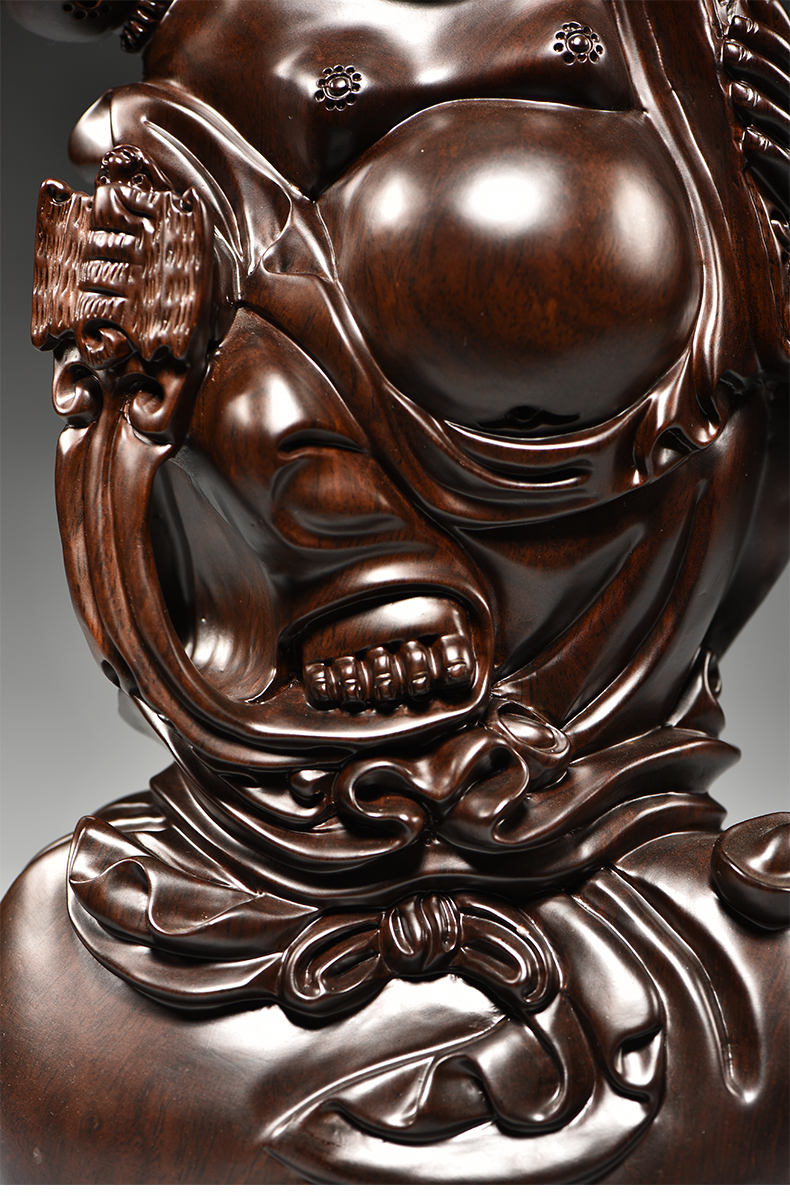 台兰仕 木雕弥勒佛像摆件大号实木质雕刻笑佛家居客厅玄关红木工艺品 