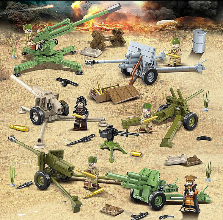 乐高lego积木诺曼底登陆拼装反坦克炮九二步兵高射榴弹炮男孩子玩具