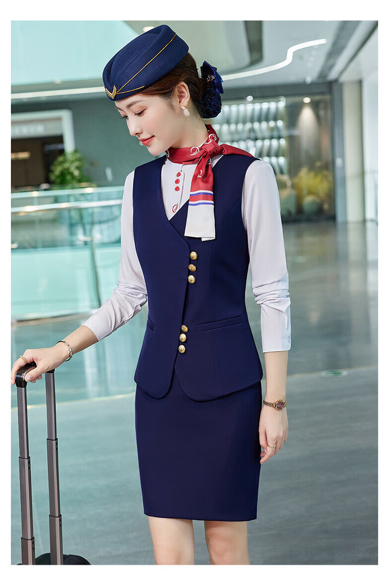 案场客服工作服长袖秋冬工装空姐职业套装女式空乘面试制服酒店前台