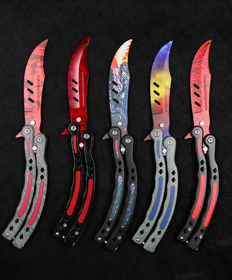 csgo周边apex蝴蝶折叠刀未开刃甩手刀蝴蝶训练刀梳子爪子刀玩具