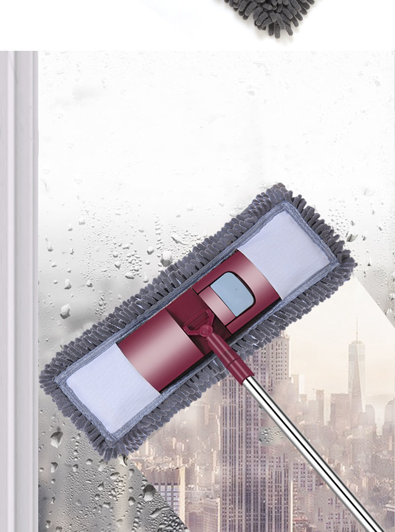 扫房擦墙平板拖把家用懒人雪尼尔拖布瓷砖木地板墩布干湿两用大号红色