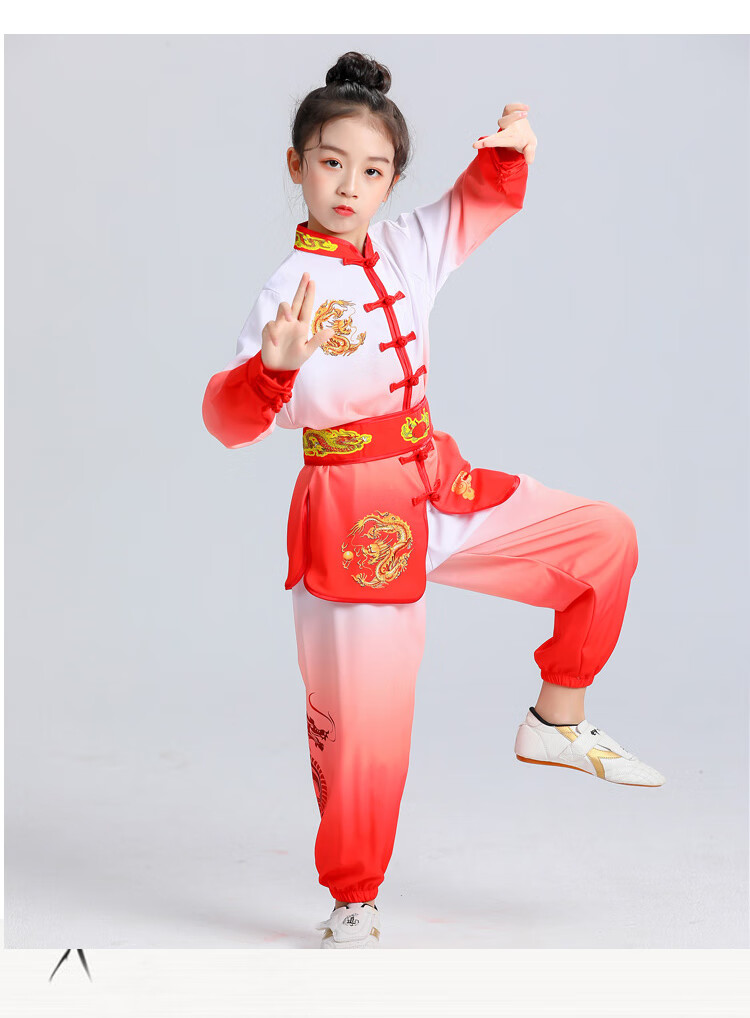 圣迪兰新款中小学生功夫表演服儿童武术服少年长短袖太