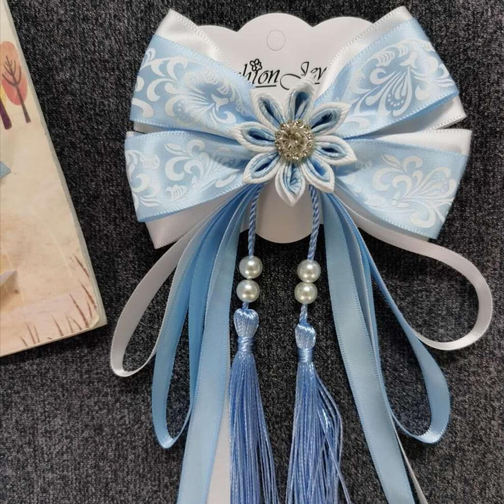 枫康2021年新款汉服头饰蝴蝶结发饰飘带头饰古风超仙汉服发夹后脑勺