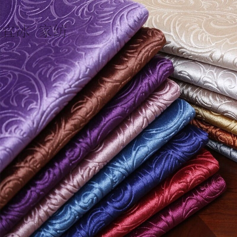 沙发布料欧式压花坐垫套软包硬包韩国绒面料桌布田园 10号淡紫【图片