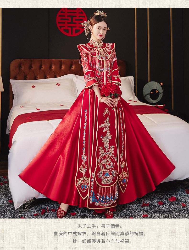 中式结婚礼服新娘新郎唐装秀禾服新式2022新款服高端大气婚服龙凤褂秀