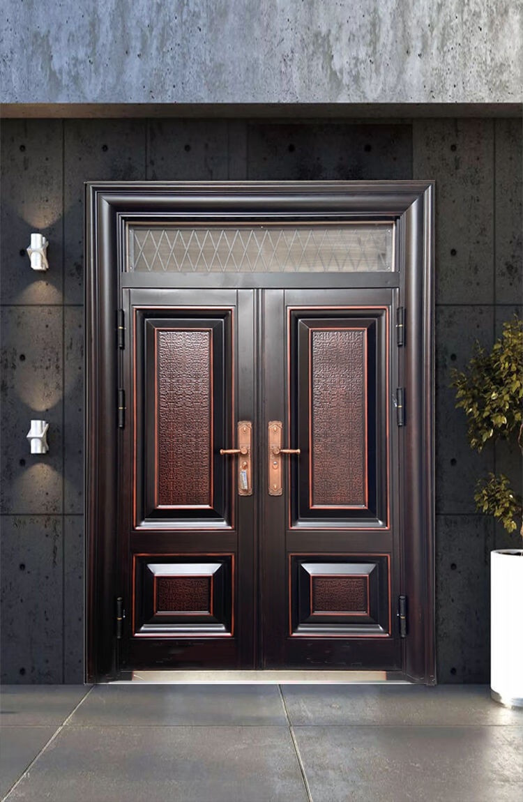 农村大门防盗门别墅对开门进户门庭院门防晒仿铜双开门钢质入户门沾运