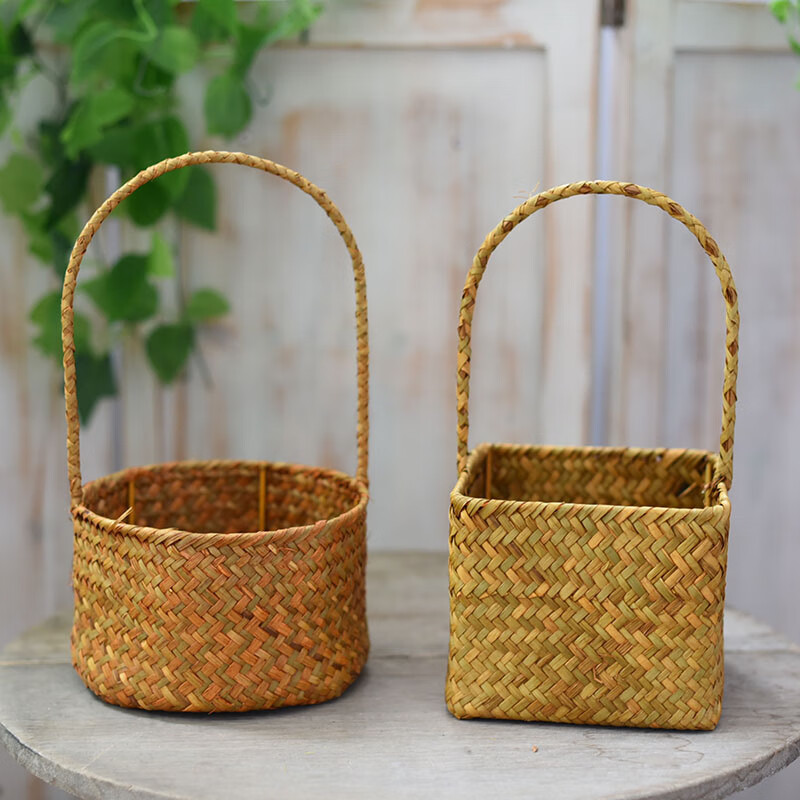 花篮筐花篮篮子藤编编织花盆手提插花竹编小装饰花筐草编篮提篮儿童