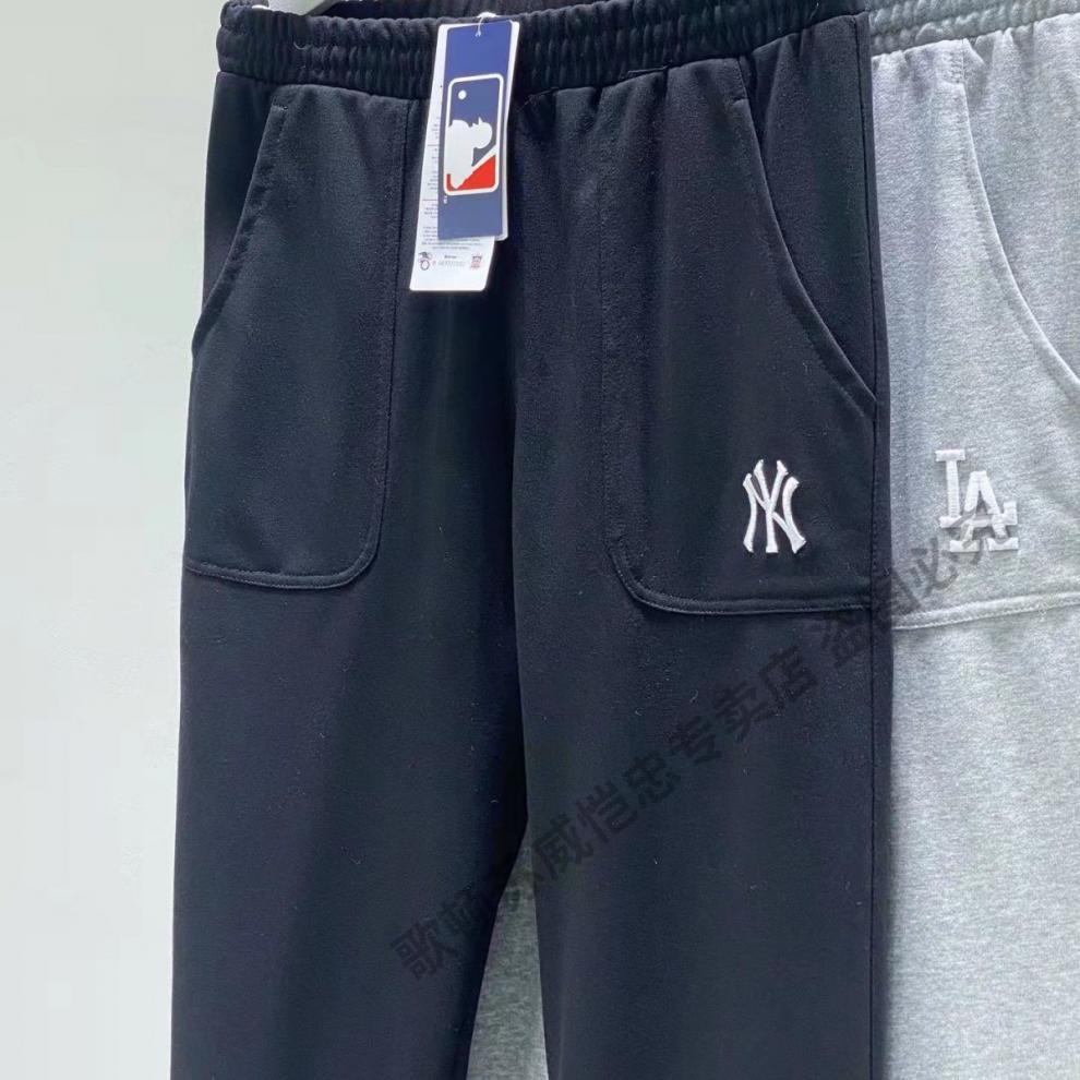 潮牌ny名牌官方旗舰春季韩国潮牌情侣印花束脚简约直筒毛圈卫裤明星