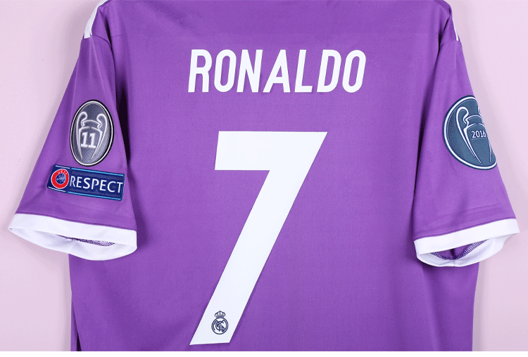腾讯体育nba专营16-17皇马球衣欧冠决赛版紫色客场7号c罗4号拉莫斯