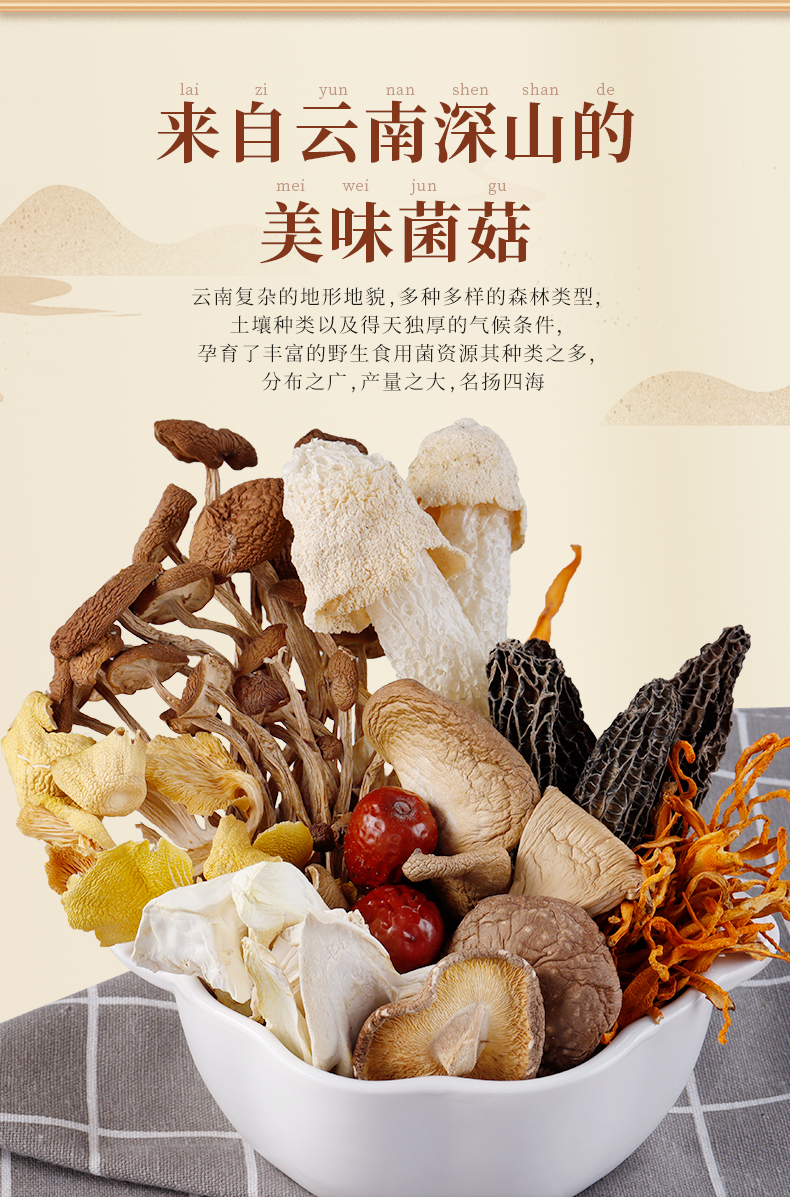 云南特产七彩菌汤包煲汤食材羊肚菌姬松茸野生菌干货菌菇汤料包
