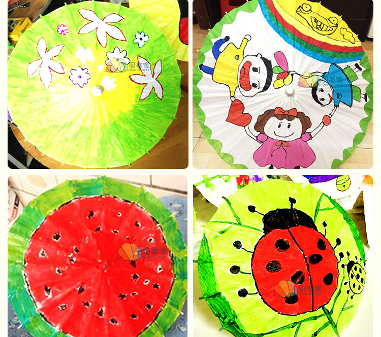 油纸伞古风空白油纸伞古风道具纸伞diy手工绘画伞儿童花伞涂鸦幼儿园