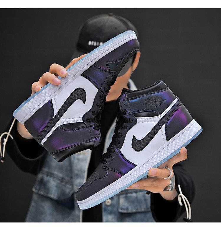 壹号aj变色龙运动鞋莆田纯原毒盒高帮篮球鞋正版官方空军一号骨白冰蓝