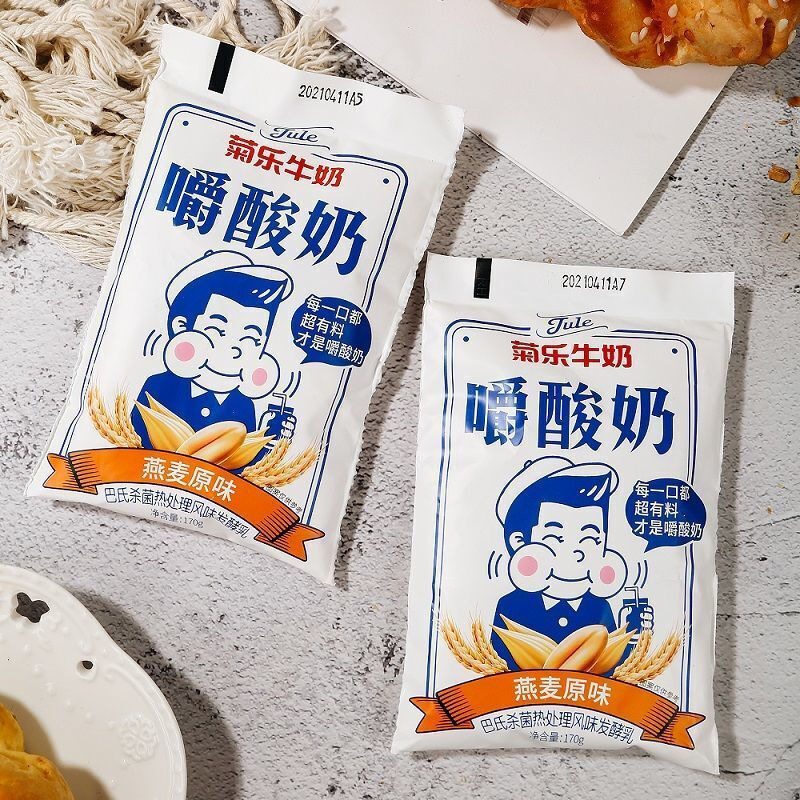 菊乐酸奶菊乐嚼酸奶燕麦原味整箱牛奶170g16袋装早餐奶7月28日产170g