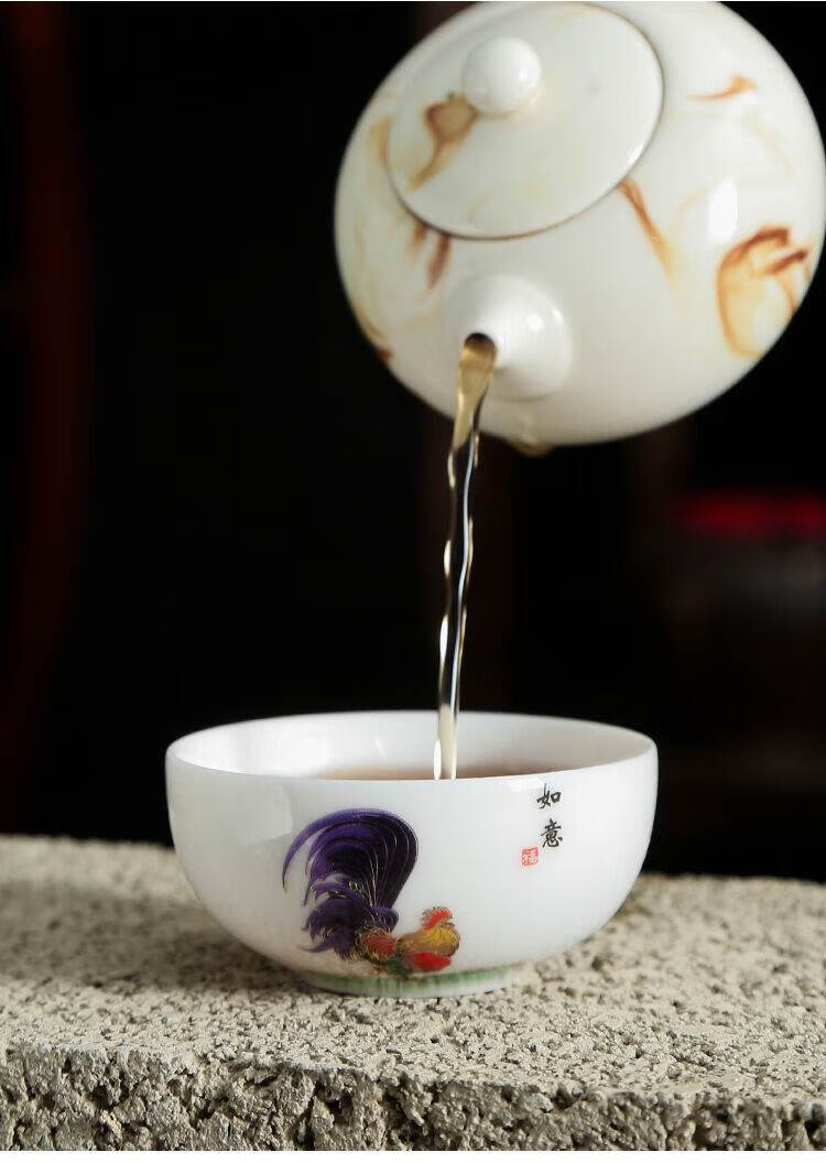 马未都观复鸡缸杯 马未都观复鸡缸杯鸡缸杯德化羊脂玉杯陶瓷杯茶杯