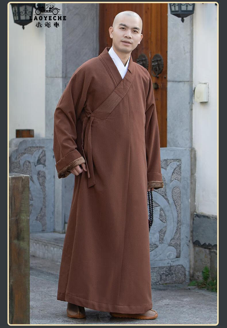 僧服秋冬季加绒棉袄长褂加保暖僧衣大褂僧人和尚服男女长衫潮流百搭