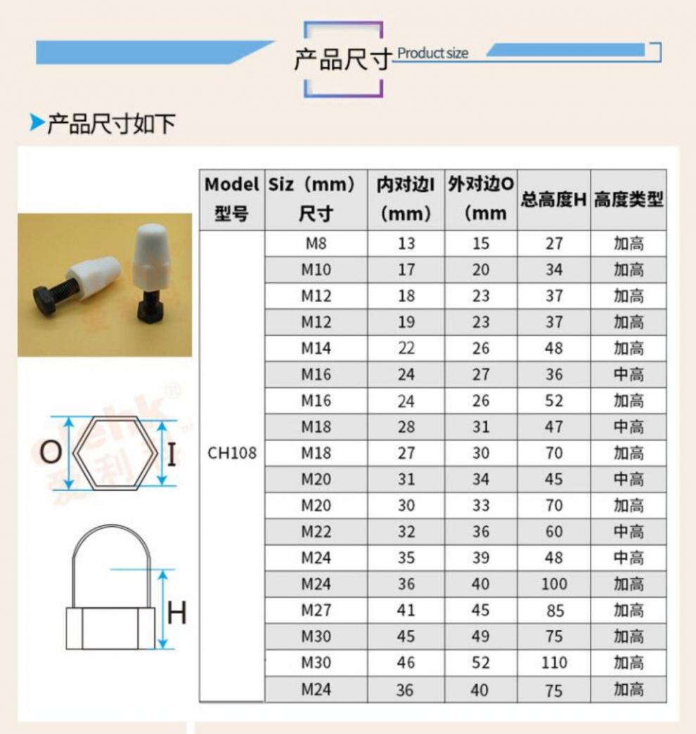 六角螺母保护帽加高款螺丝螺栓保护套地脚螺栓保护帽塑料防锈盖帽通用