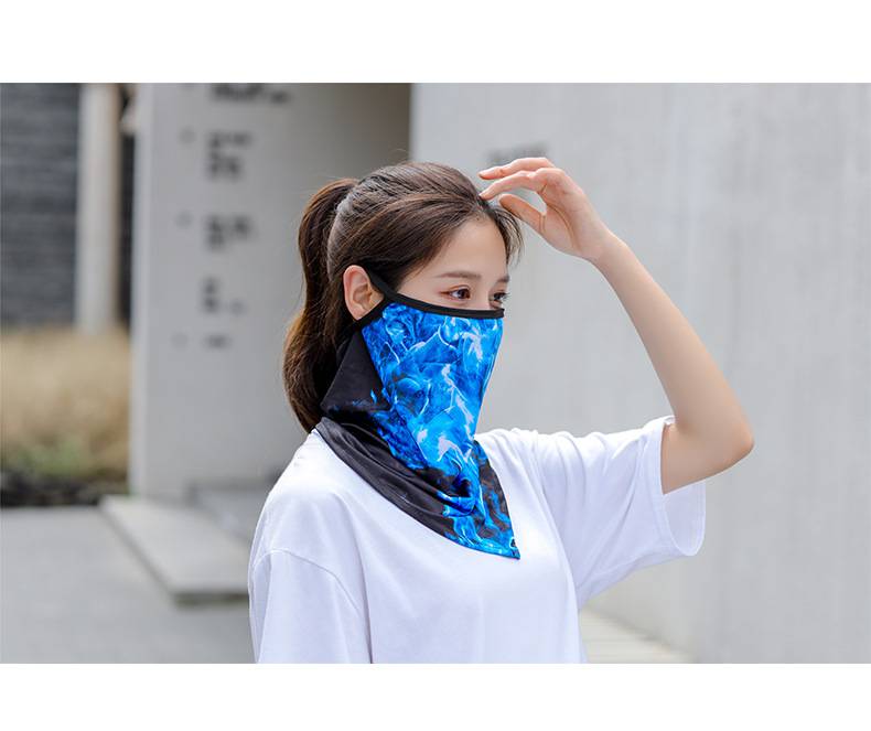 钓鱼防晒三角巾冰丝挂耳面罩三角巾脖套网眼防晒户外骑行钓鱼防风围脖