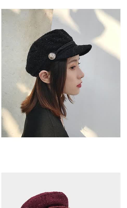 海军帽帽子女韩版潮流新款平顶休闲秋冬季海军百搭英伦八角帽贝雷帽