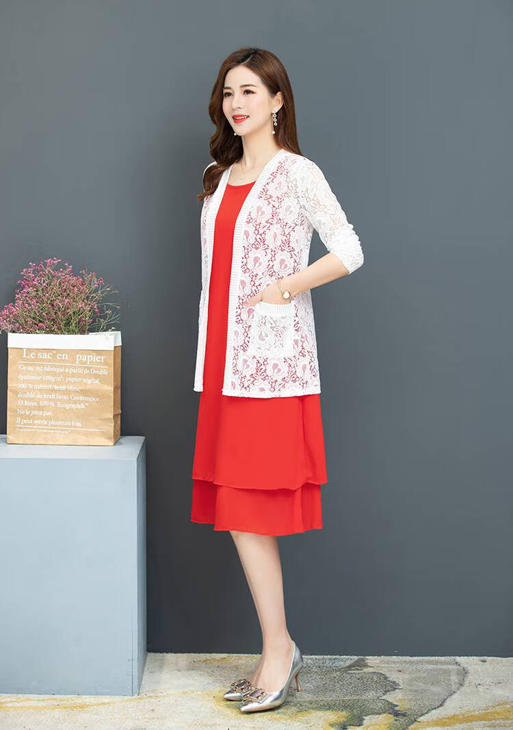 新品香港雁皇夏季搭配旗袍外搭蕾丝小开衫外披防嗮衣女大码中长款雷丝