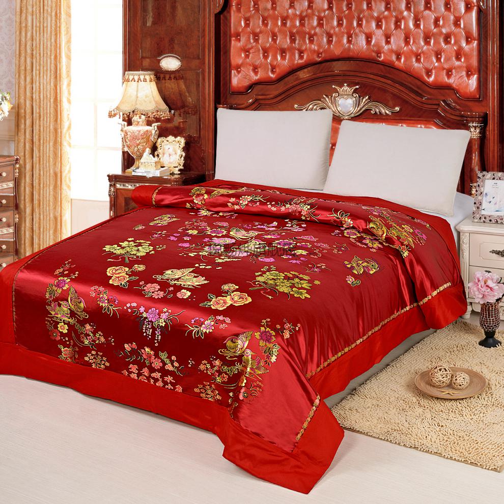 杭州丝绸软缎被面子 杭州丝绸棉被套软缎织锦缎绸缎面被面子婚庆龙凤