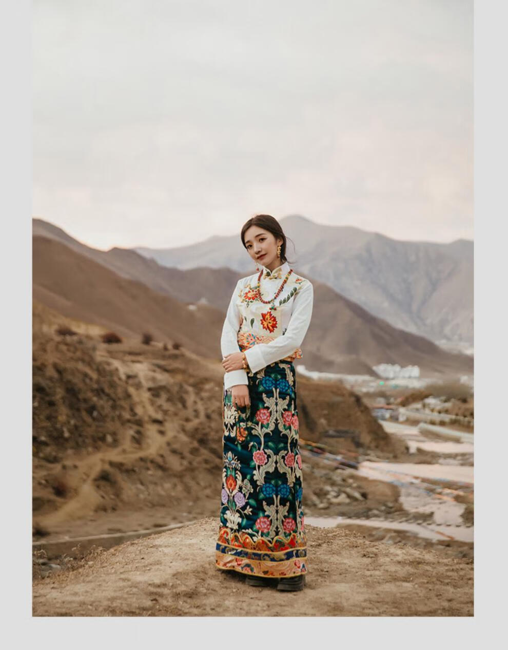 藏族服装女全套春夏季黄色半裙裙子藏式拉萨西藏服饰旅拍 蓝色 仅半裙