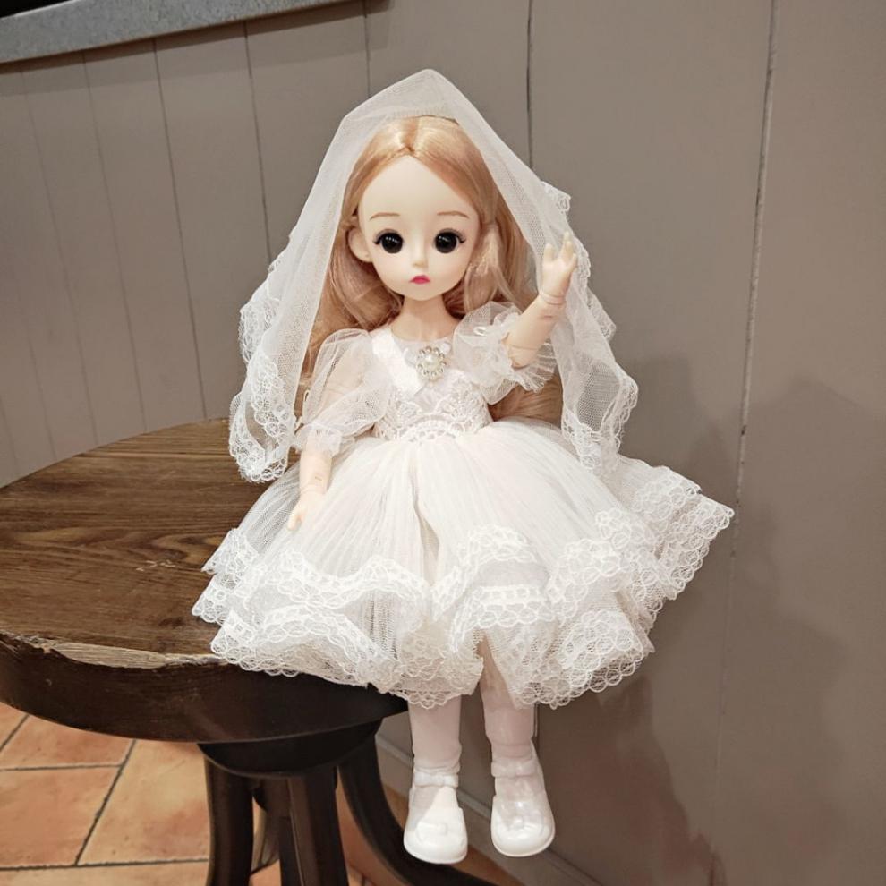 万代商场同款新款眨眼30厘米芭比娃娃公主4d真眼bjd女孩玩具生日礼物